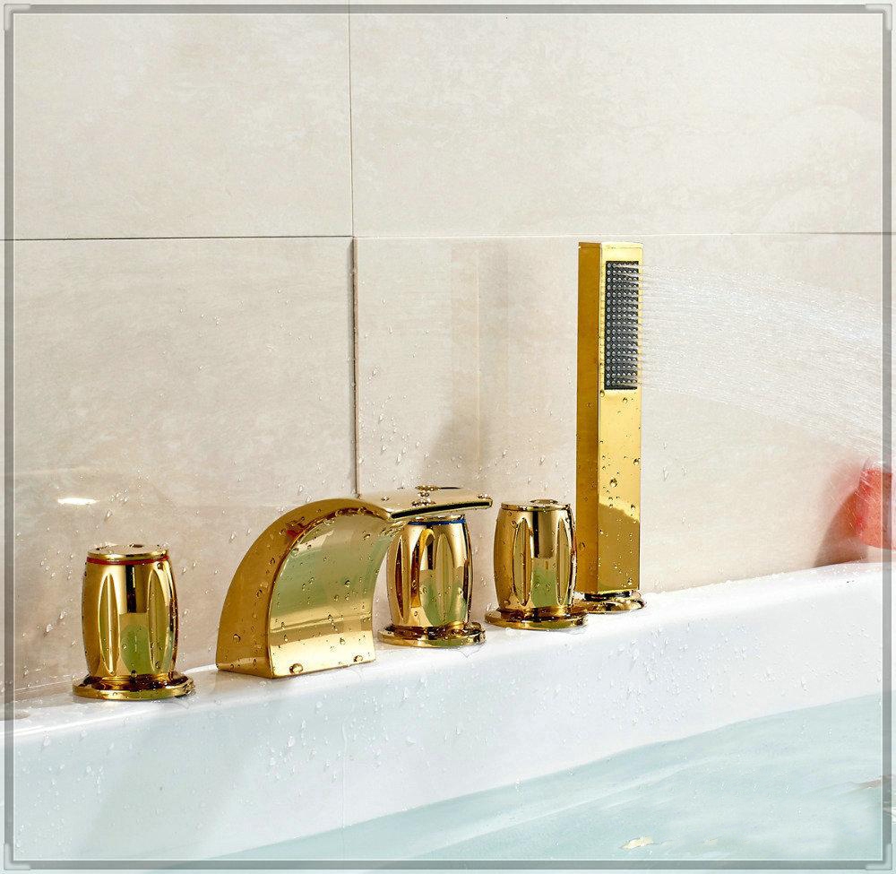 CATANIA GOLD FINISH BATHTUB LED FAUCET WITH HAND HELD SHOWER