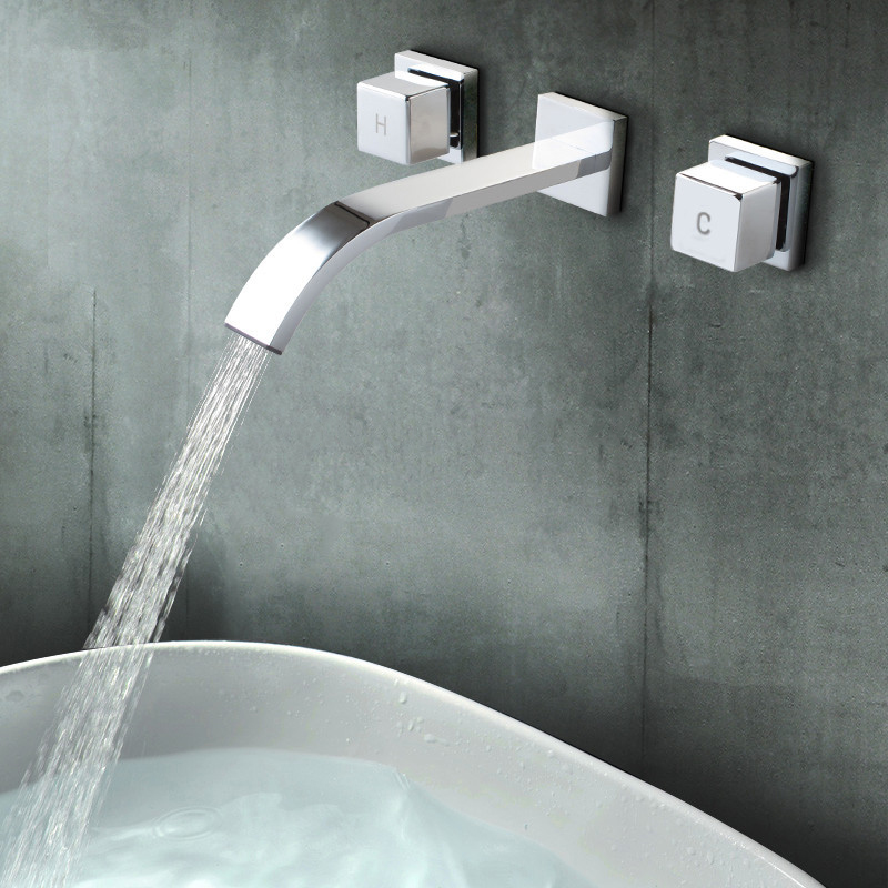 polished-chrome-wall-faucet-bathroom