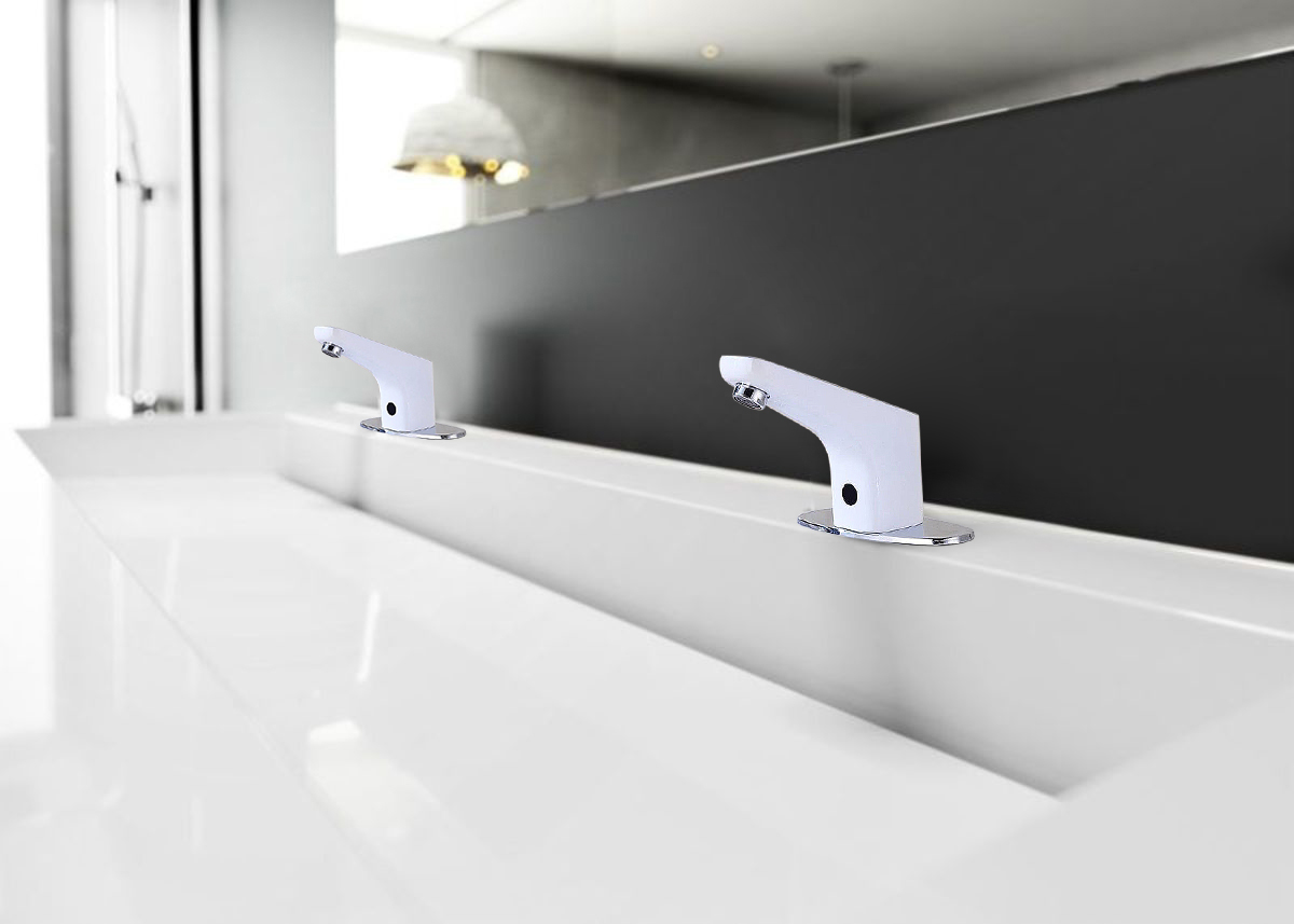 Fontana Sierra Commercial High Quality Touchless Automatic Sensor White Sink Faucet